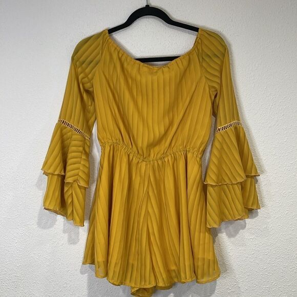 SHOWPO. CUPIDS ARROW PLAYSUIT IN MUSTARD | size 6 - Picture 8 of 11